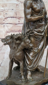Hades Pluto & Cerberus 3 Headed Dog Bronze Metal Sculpture