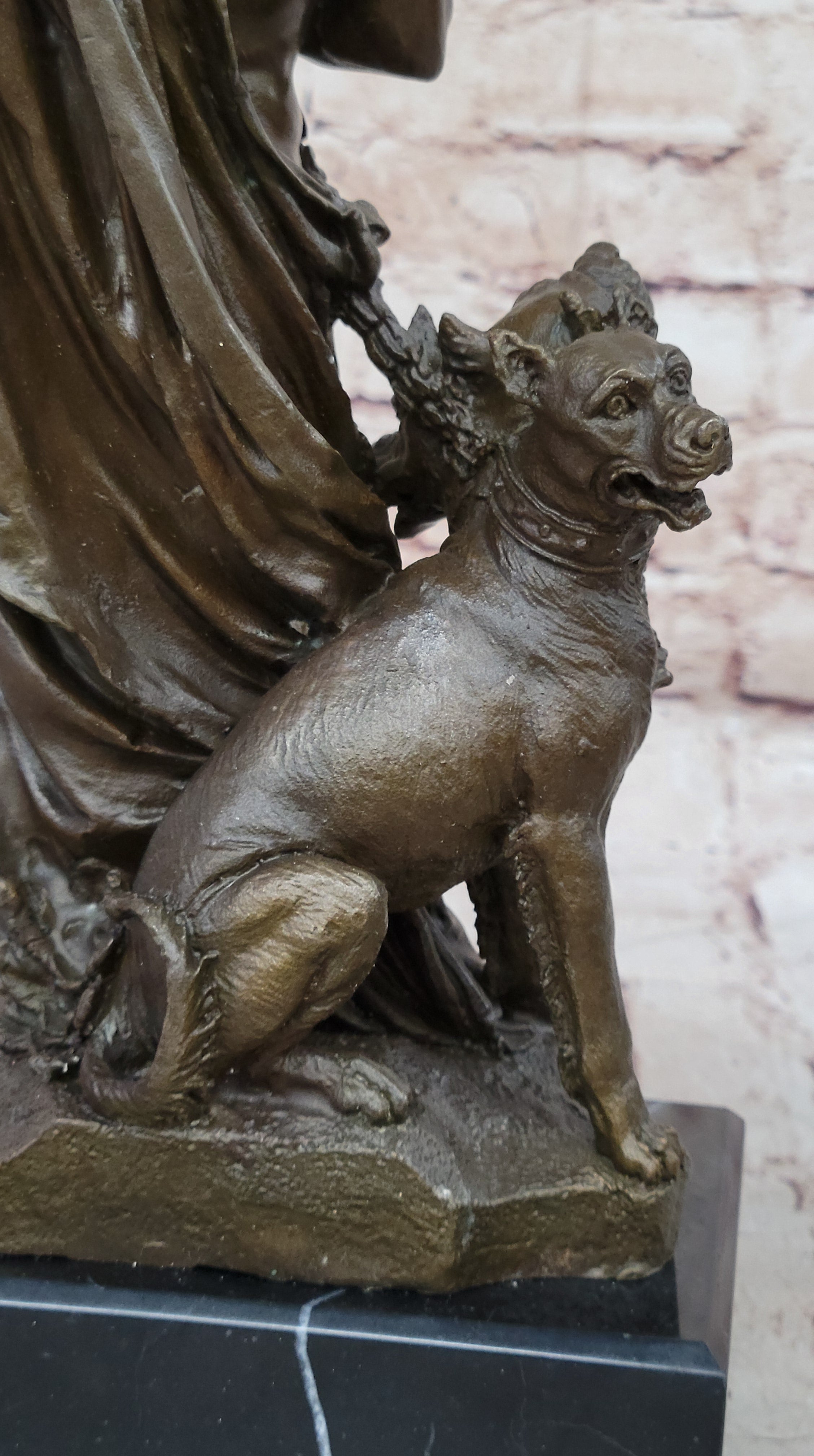 Hades Pluto & Cerberus 3 Headed Dog Bronze Metal Sculpture