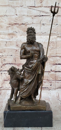 Hades Pluto & Cerberus 3 Headed Dog Bronze Metal Sculpture