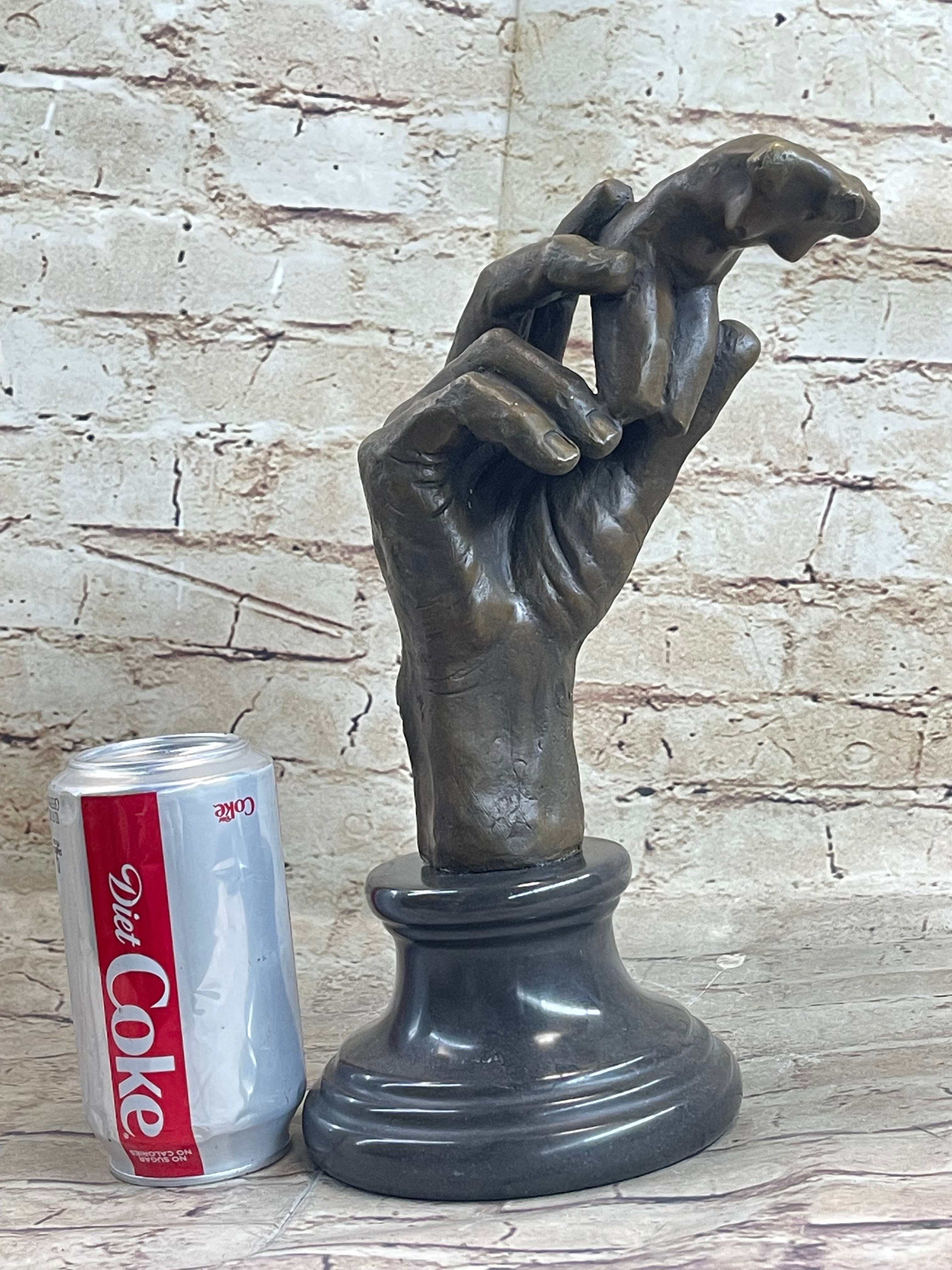 Signed Famous Work Hand Holding Torso Nude Female Bronze Sculpture