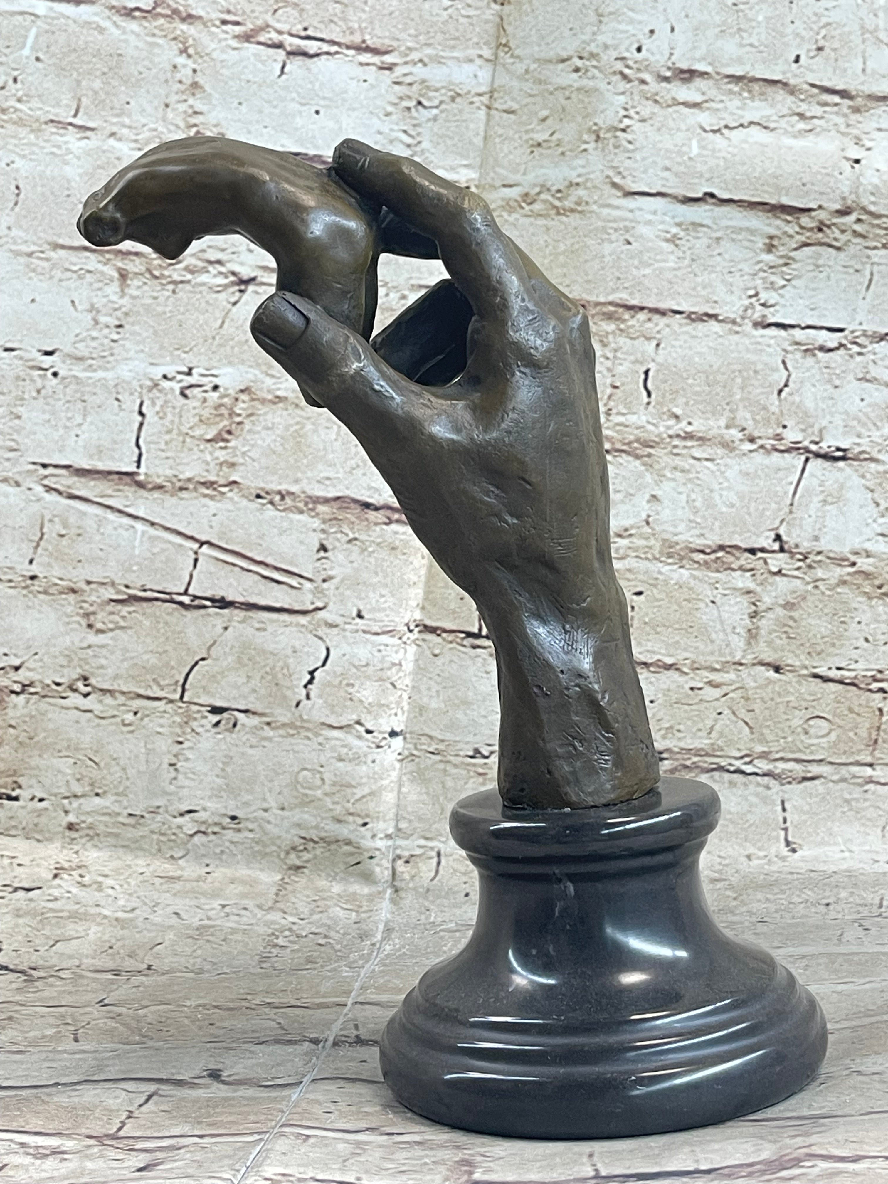 Signed Famous Work Hand Holding Torso Nude Female Bronze Sculpture