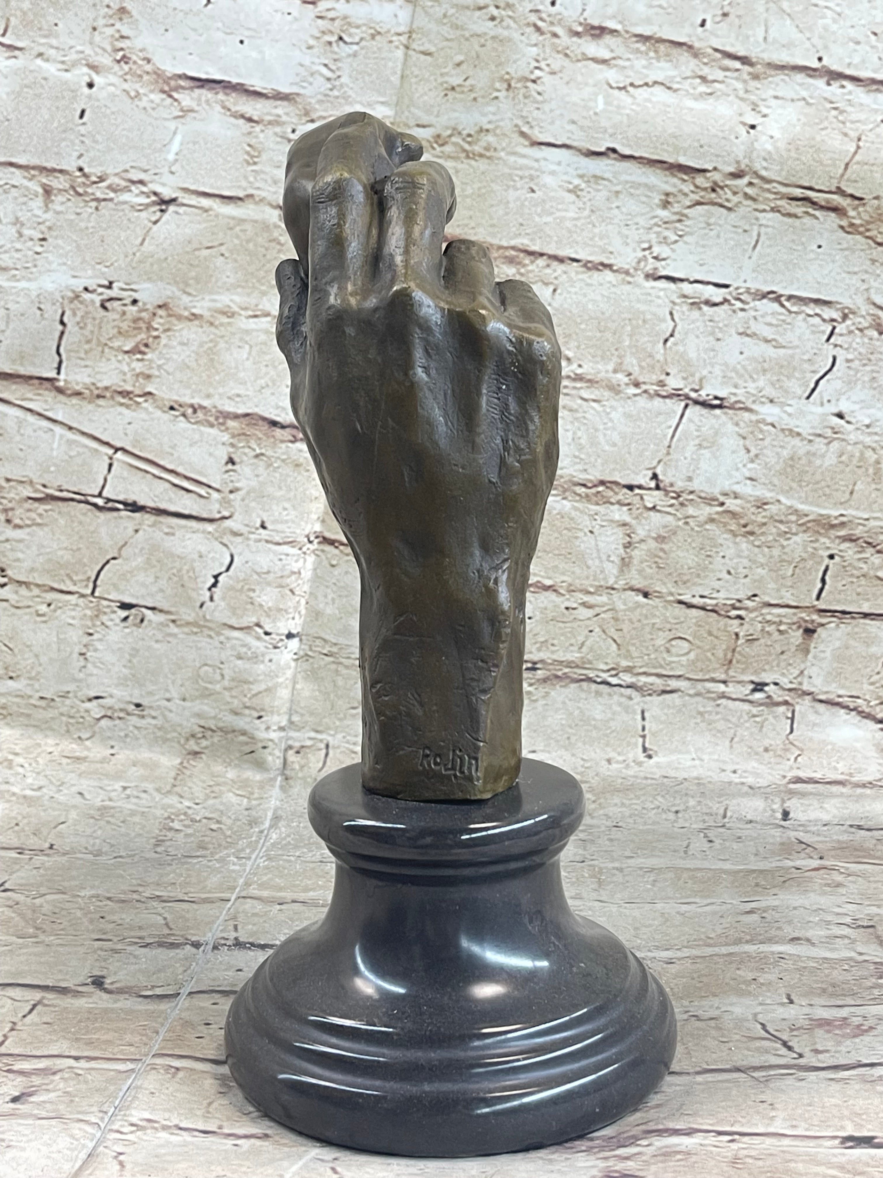 Signed Famous Work Hand Holding Torso Nude Female Bronze Sculpture