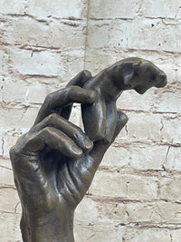 Signed Famous Work Hand Holding Torso Nude Female Bronze Sculpture