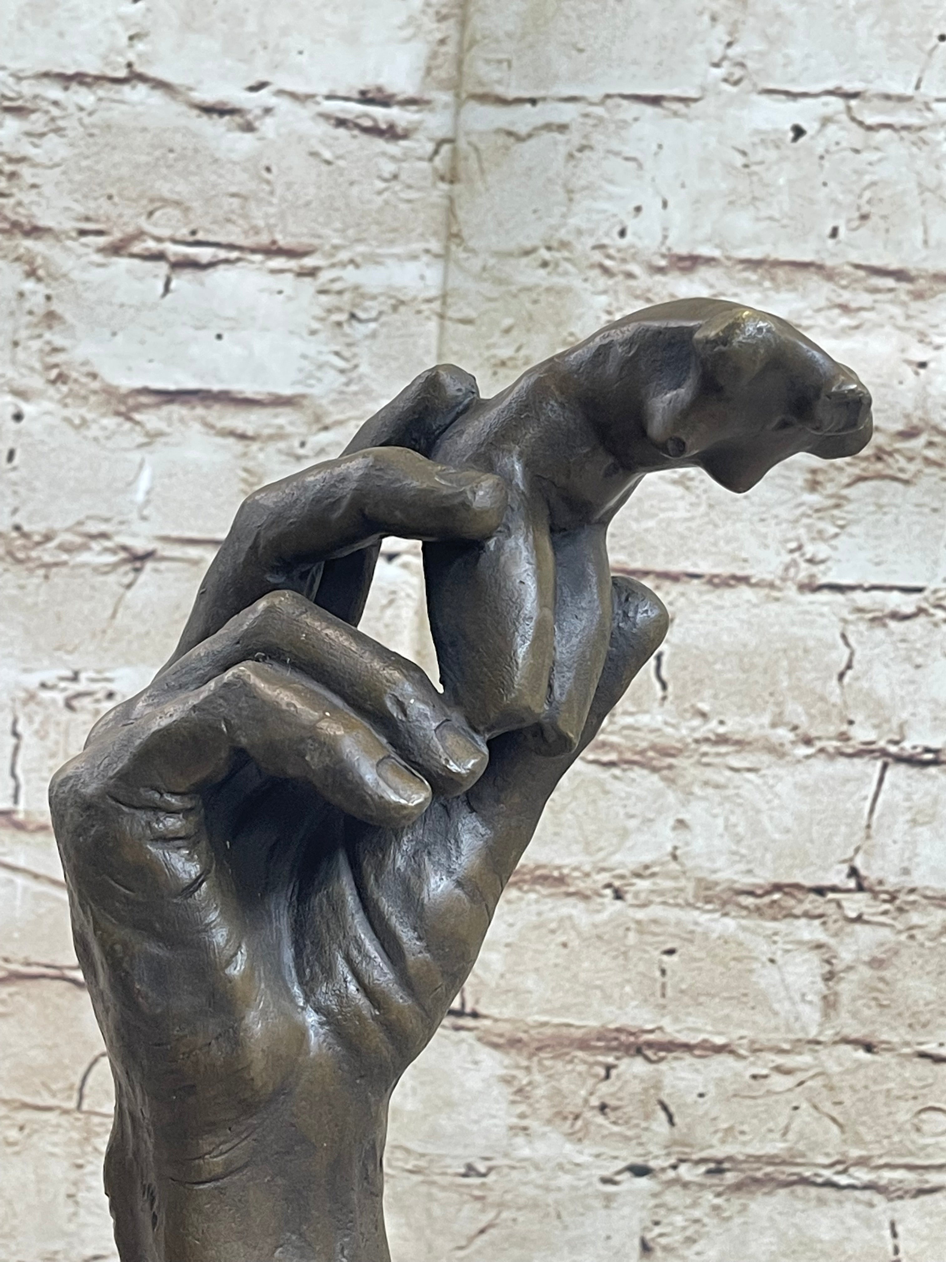 Signed Famous Work Hand Holding Torso Nude Female Bronze Sculpture