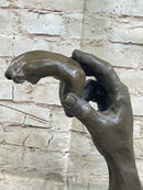 Signed Famous Work Hand Holding Torso Nude Female Bronze Sculpture
