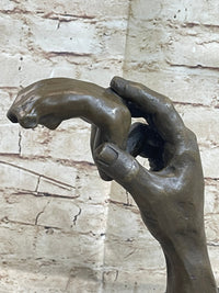 Signed Famous Work Hand Holding Torso Nude Female Bronze Sculpture