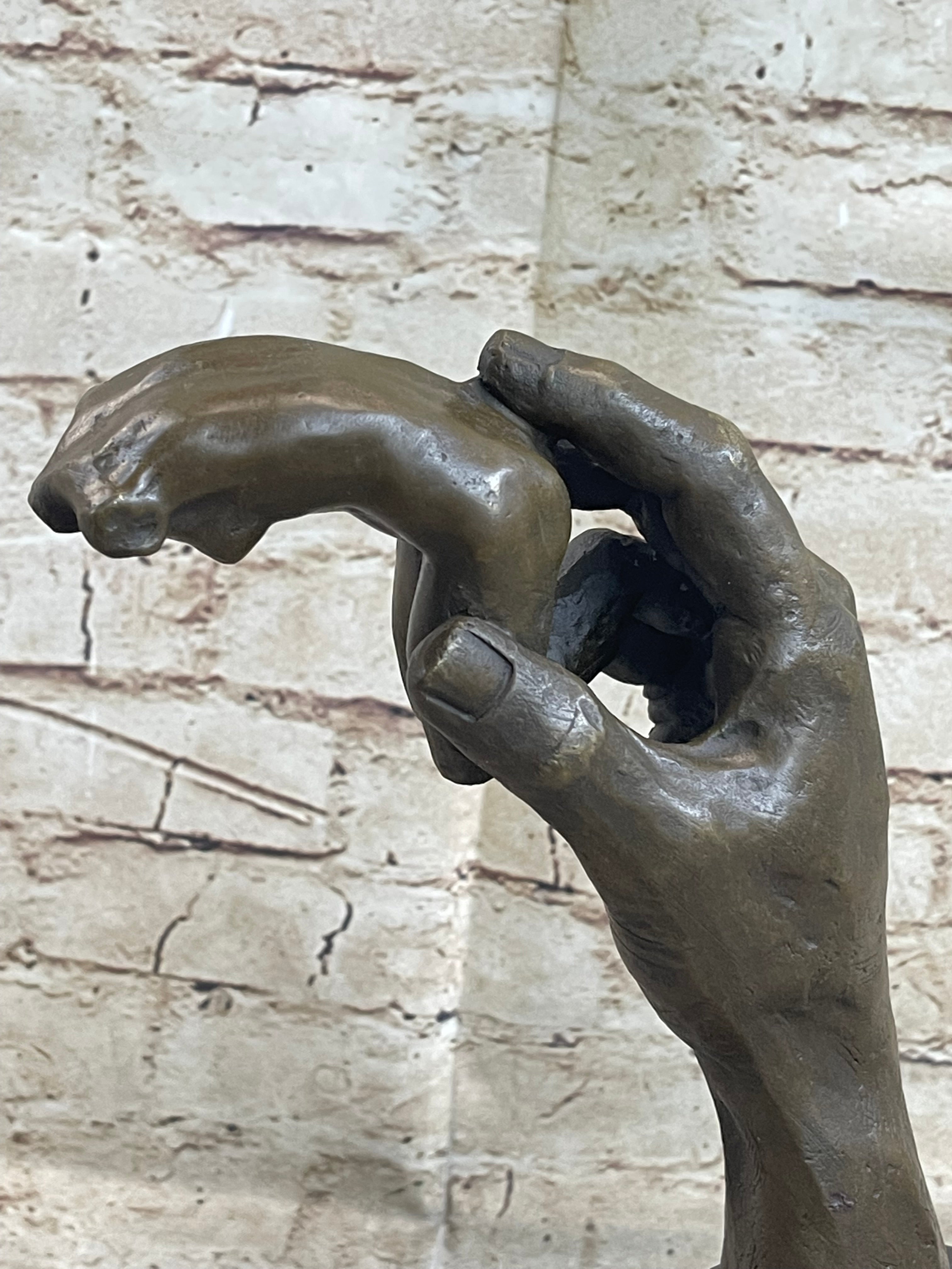 Signed Famous Work Hand Holding Torso Nude Female Bronze Sculpture