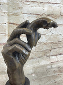 Signed Famous Work Hand Holding Torso Nude Female Bronze Sculpture