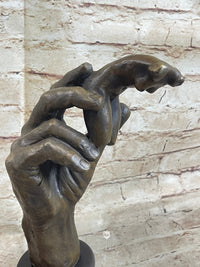 Signed Famous Work Hand Holding Torso Nude Female Bronze Sculpture