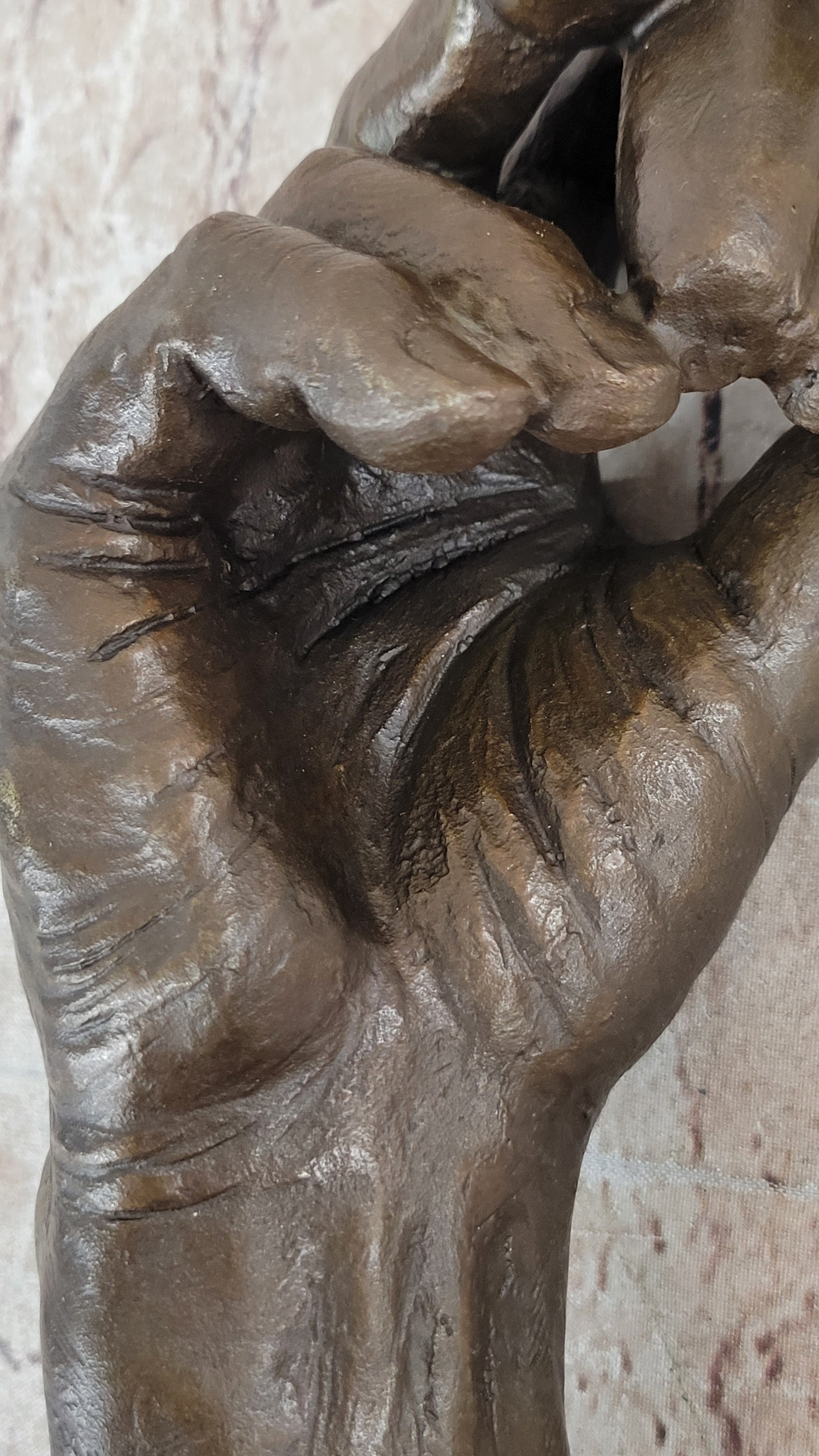 The Hand of Rodin - Bronze Sculpture Holding Nude Female Torso Figure
