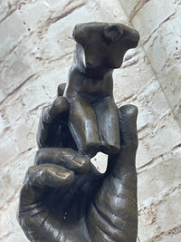 Signed Famous Work Hand Holding Torso Nude Female Bronze Sculpture