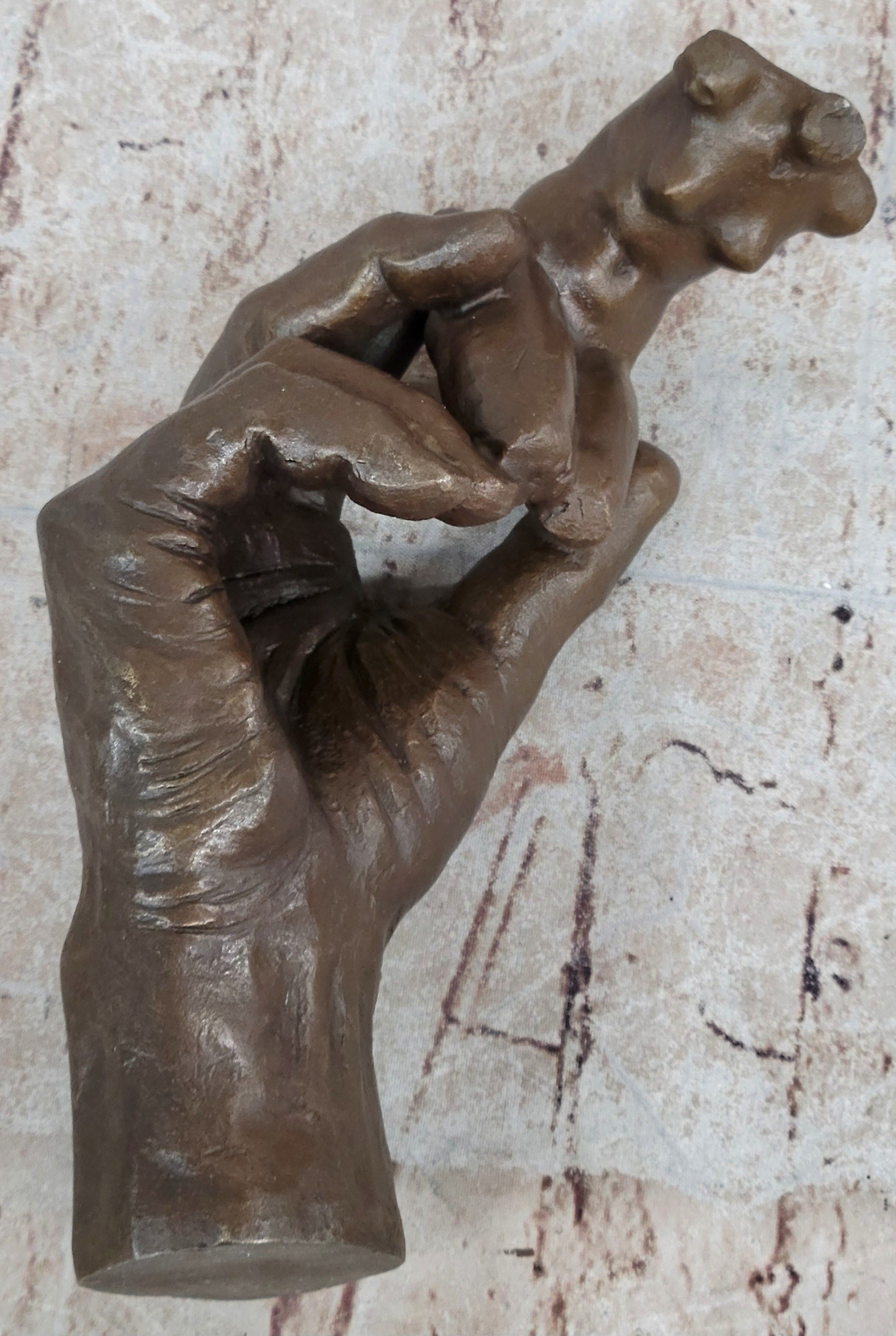 The Hand of Rodin - Bronze Sculpture Holding Nude Female Torso Figure
