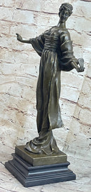 19th Century Woman Holding Mirror Bronze Sculpture 19" x 11"
