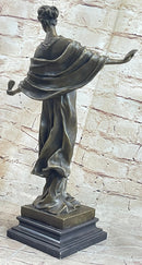 19th Century Woman Holding Mirror Bronze Sculpture 19" x 11"