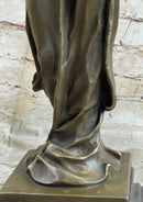 19th Century Woman Holding Mirror Bronze Sculpture 19" x 11"