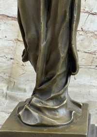 19th Century Woman Holding Mirror Bronze Sculpture 19" x 11"