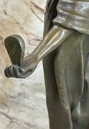 19th Century Woman Holding Mirror Bronze Sculpture 19" x 11"