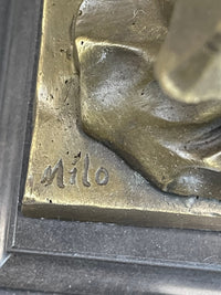 19th Century Woman Holding Mirror Bronze Sculpture 19" x 11"