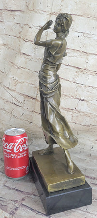 Vintage Gory Gypsy Dancer on Green Marble Base Sculpture