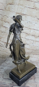 Vintage Gory Gypsy Dancer on Green Marble Base Sculpture
