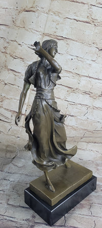 Vintage Gory Gypsy Dancer on Green Marble Base Sculpture
