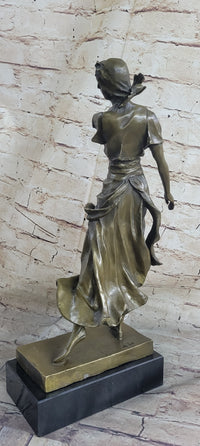 Vintage Gory Gypsy Dancer on Green Marble Base Sculpture