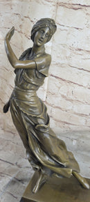 Vintage Gory Gypsy Dancer on Green Marble Base Sculpture