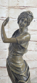 Vintage Gory Gypsy Dancer on Green Marble Base Sculpture