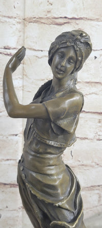 Vintage Gory Gypsy Dancer on Green Marble Base Sculpture