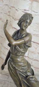 Vintage Gory Gypsy Dancer on Green Marble Base Sculpture