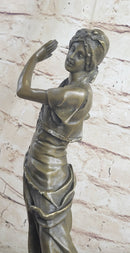 Vintage Gory Gypsy Dancer on Green Marble Base Sculpture