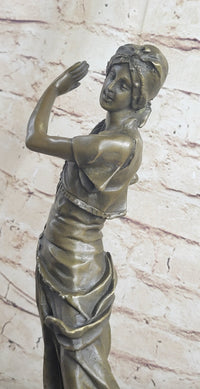 Vintage Gory Gypsy Dancer on Green Marble Base Sculpture