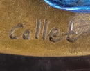 Signed Blue Patina Nude Female Leaping in Air Bronze Sculpture