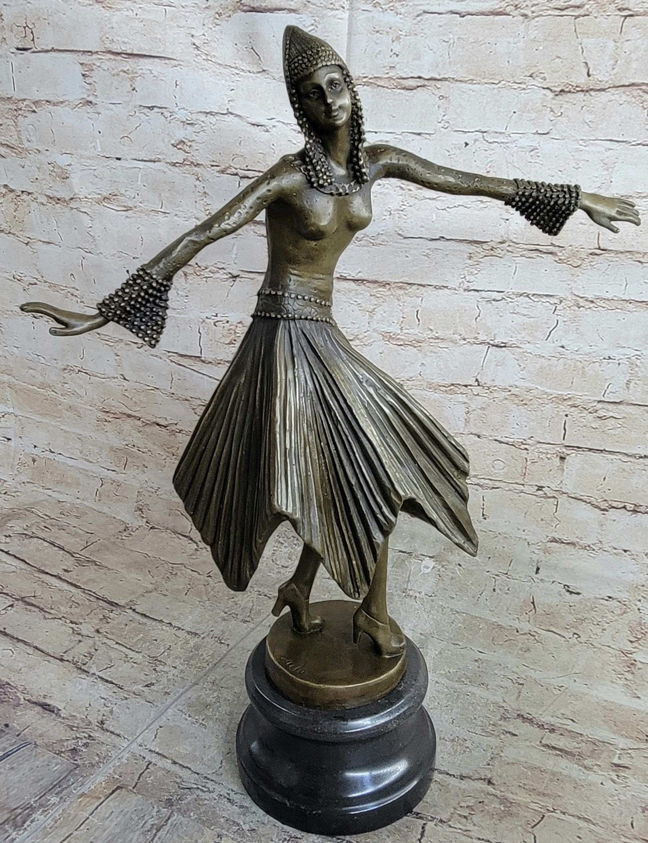 Bruno Zach Captive Dancer Bronze Sculpture Art Nouveau