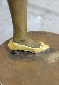Art Deco Female Dancer with Bow Gold Patina Bronze Sculpture