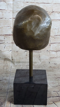 Hot Cast Bronze Skull Skeleton Metal Bust on Marble Base Milo