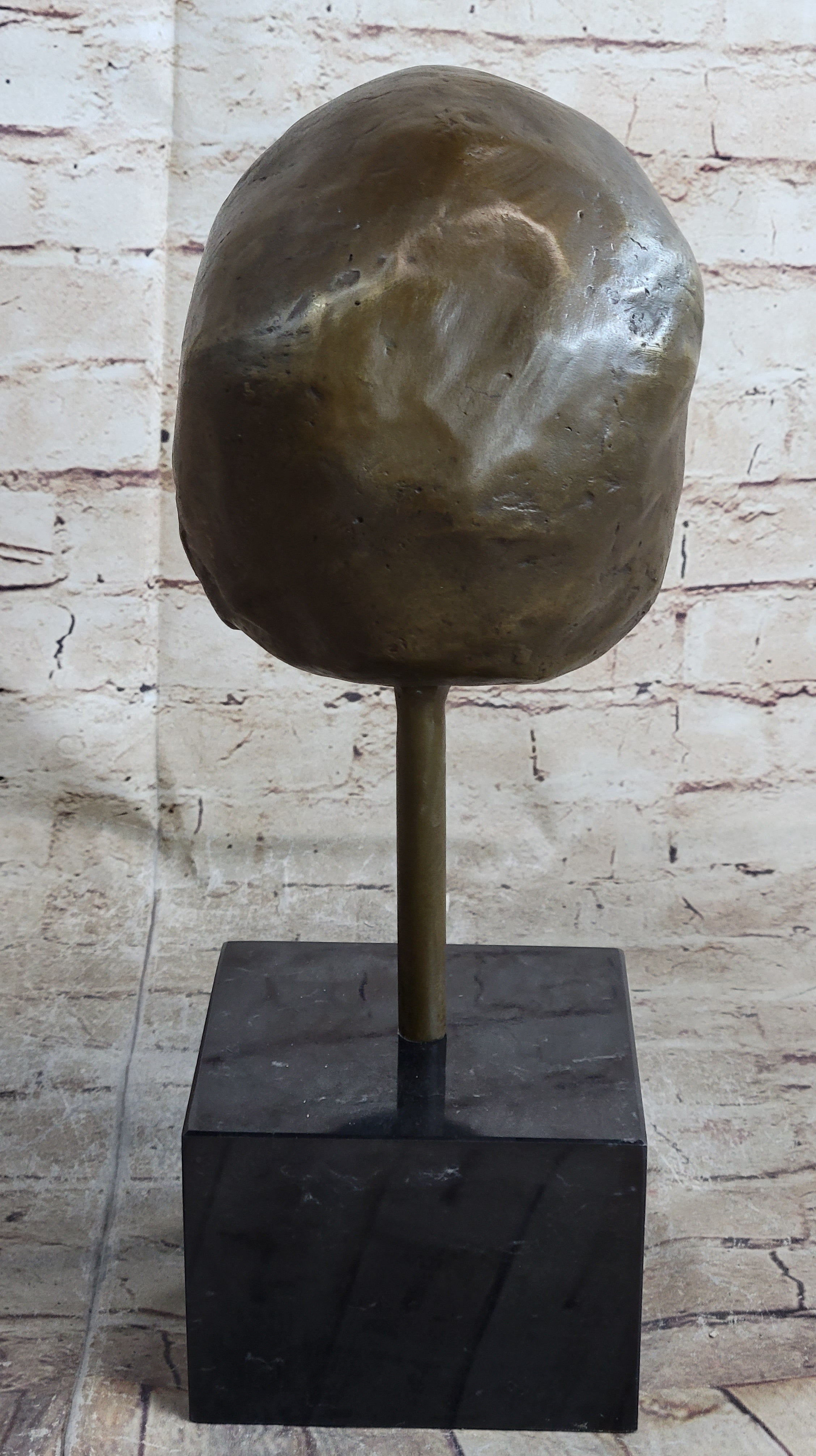 Hot Cast Bronze Skull Skeleton Metal Bust on Marble Base Milo