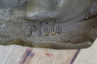 Hot Cast Bronze Skull Skeleton Metal Bust on Marble Base Milo