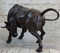 Signed Milo Male Bull Spanish Bronze Sculpture Marble Base