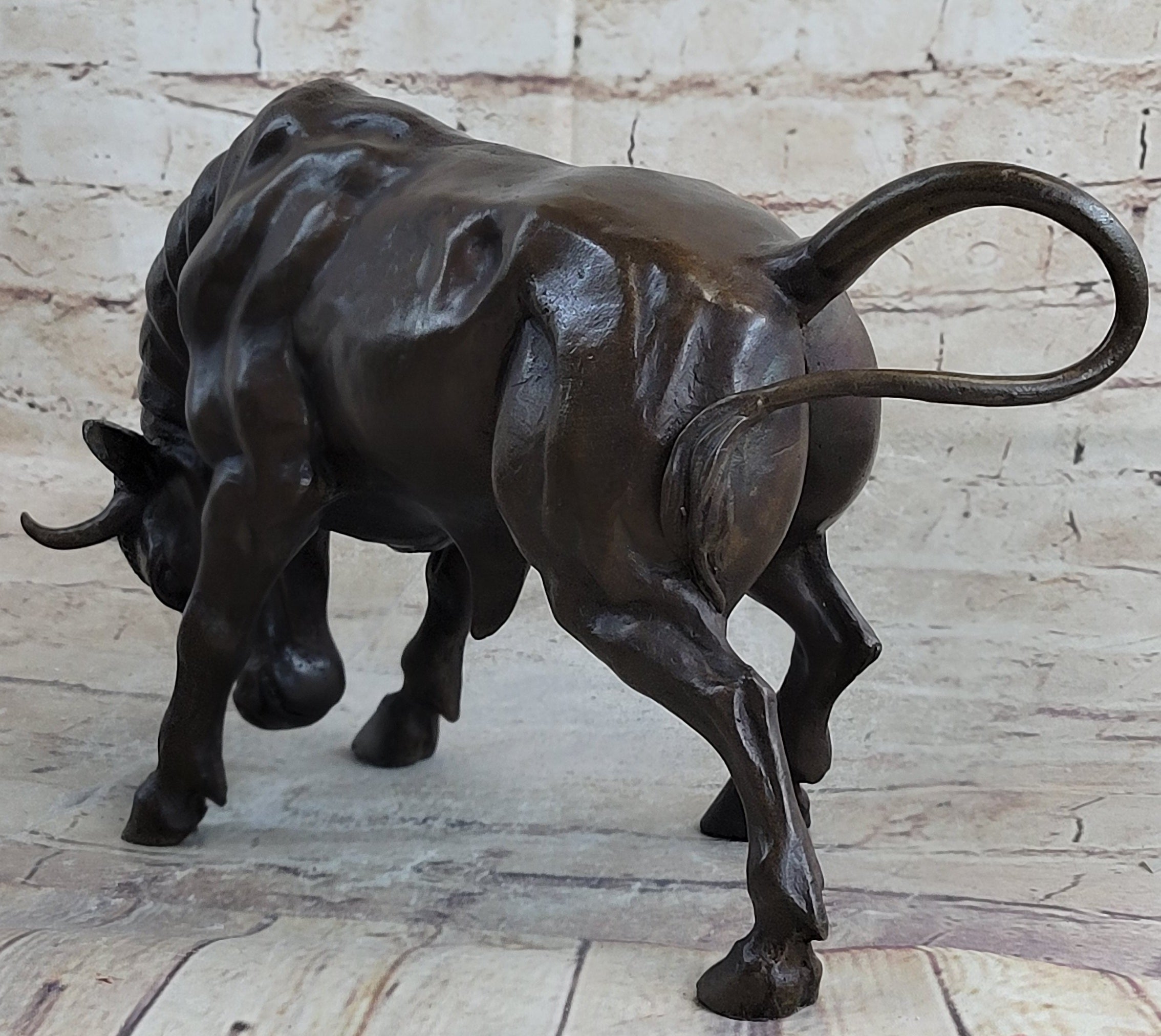 Signed Milo Male Bull Spanish Bronze Sculpture Marble Base