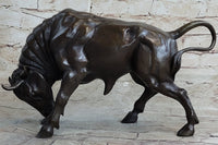 Signed Milo Male Bull Spanish Bronze Sculpture Marble Base