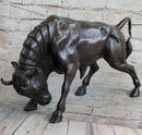 Signed Milo Male Bull Spanish Bronze Sculpture Marble Base