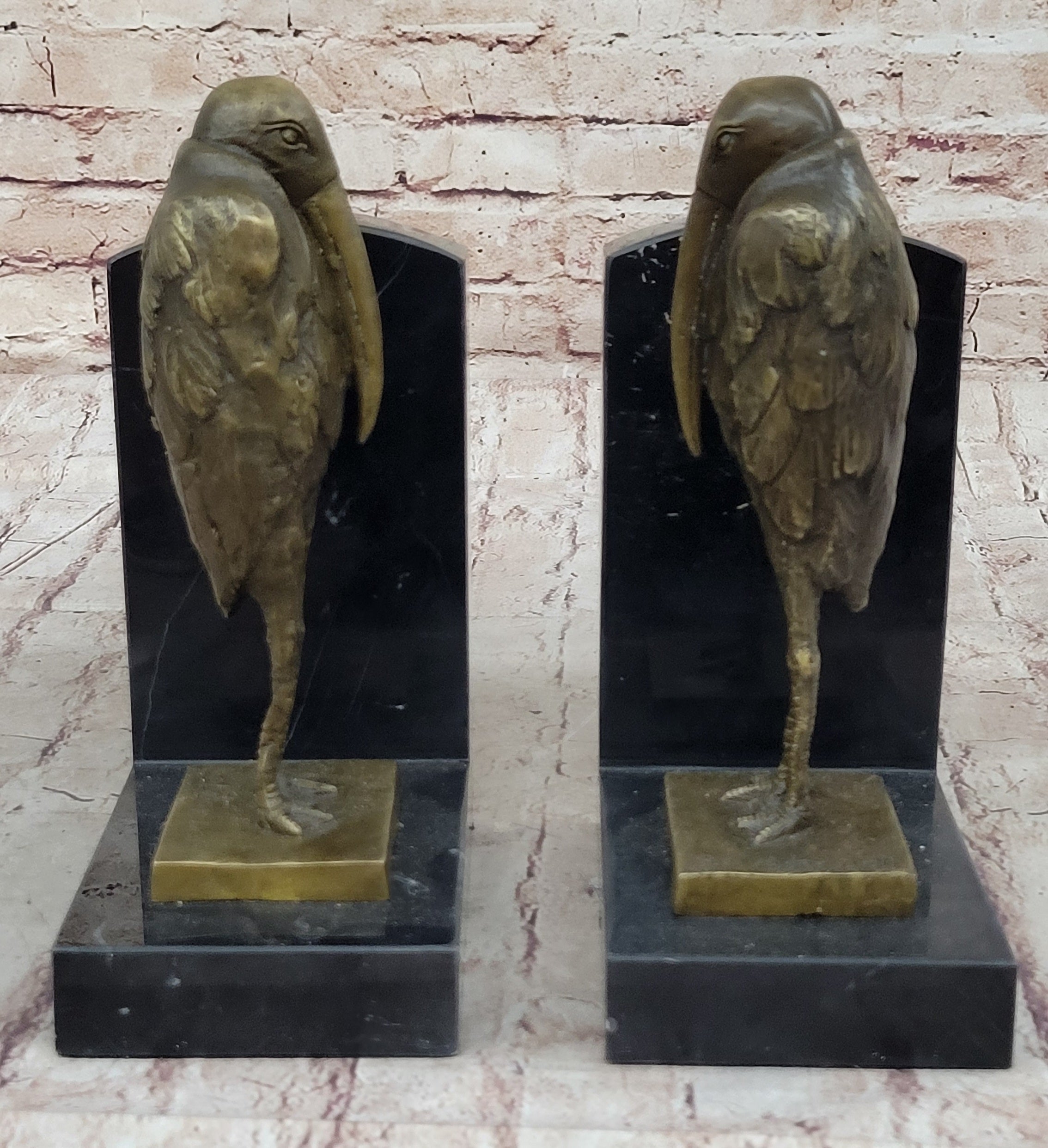 Salvador Dali Pelican Bookends Bronze Bird Lover Sculpture