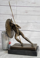 Gladiator with Shield & Spear Bronze Metal Bookend Sculptures 11" x 9"