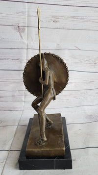 Gladiator with Shield & Spear Bronze Metal Bookend Sculptures 11" x 9"