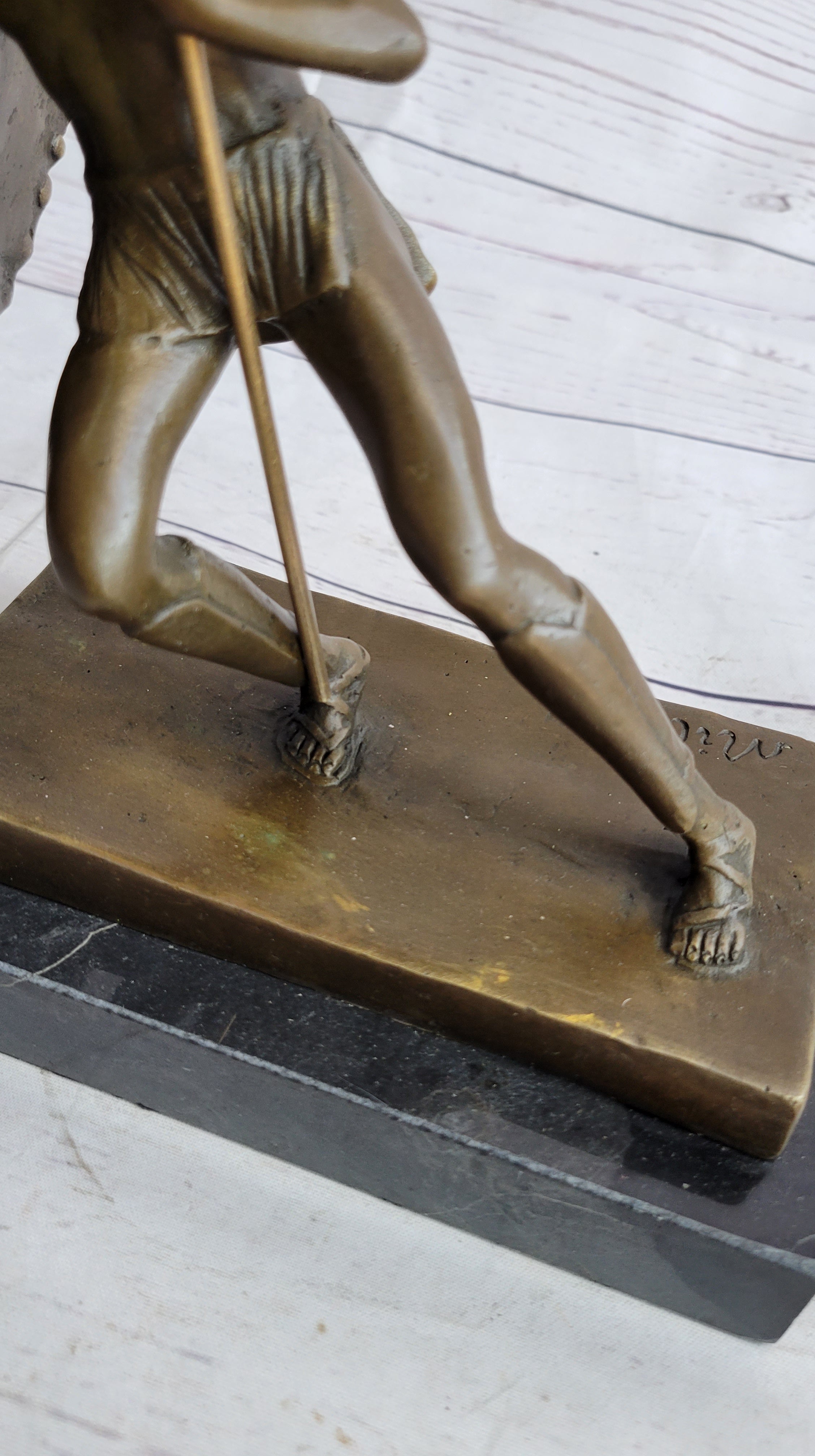 Gladiator with Shield & Spear Bronze Metal Bookend Sculptures 11" x 9"