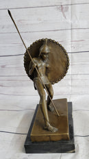 Gladiator with Shield & Spear Bronze Metal Bookend Sculptures 11" x 9"