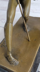 Gladiator with Shield & Spear Bronze Metal Bookend Sculptures 11" x 9"