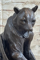 Signed Barye Bear Attacking Eagle Bronze Sculpture