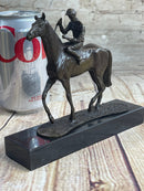 Miniature Jockey on Horse Bronze Sculpture 6" x 6"